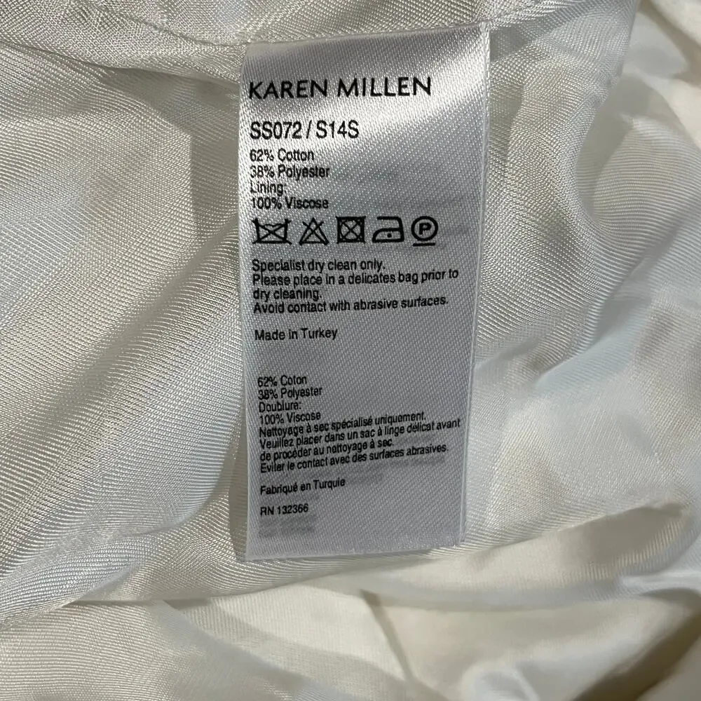Karen Millen Textured Mini Skater Skirt White Size 4 Fit Flare Pockets NWT